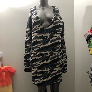 Camouflage wool cardigan jacket